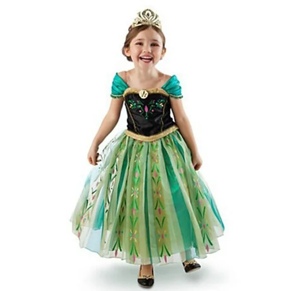 Anna Green Girls Anime Movie Cosplay Princess Costume Halloween Carnival Snow Party Fantasy Queen Dance Dress for Child Kids