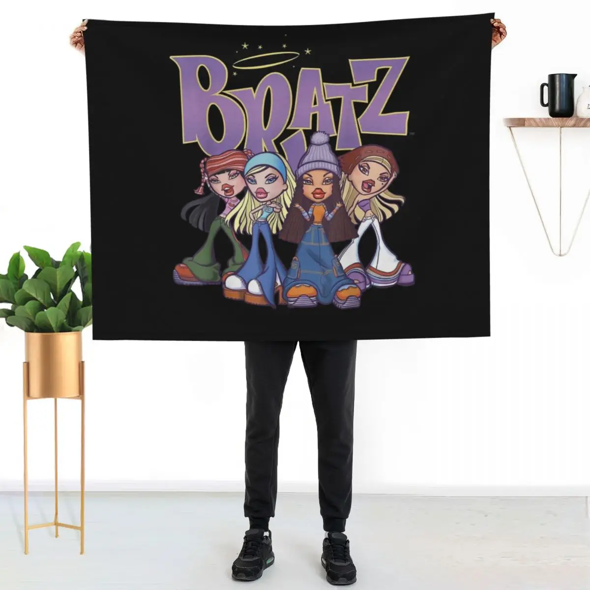 

Bratz Original Four Group Shot Logo Throw Blanket Year Round Soft Comfortable Blanket for Home