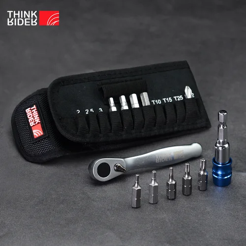 ThinkRider-Llave de trinquete de doble punta, destornillador, llave de torsión hexagonal, reparación manual, 1/4