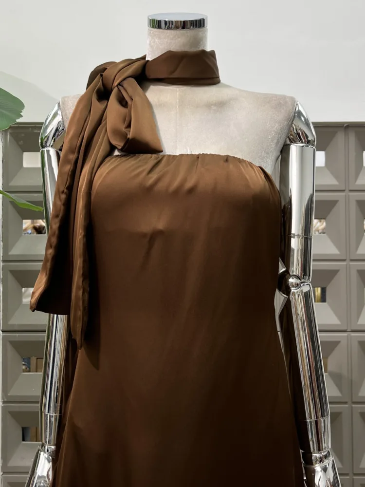 فستان DFDG نسائي من الساتان سهل الارتداء بتصميم بسيط مفتوح الظهر من الشاطئ إلى العشاء فستان صيفي رسمي 2025 فساتين نسائية #4