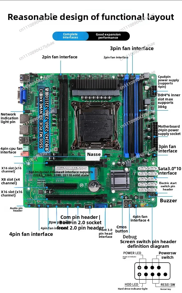 C612 Nas Black Synology NAS Soft Router Industrial Control Computer Motherboard X99 Split Storage Server 10 Disk Position - view 4
