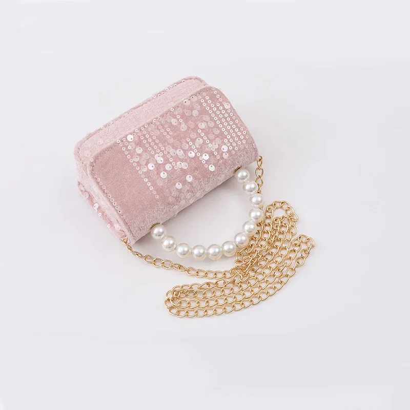 Fashion Children\'s Shoulder Bag Pearl Sequins Hot Selling Girl Baby Cute Zero Wallet Princess Bag Women\'s Handbag  mini bag