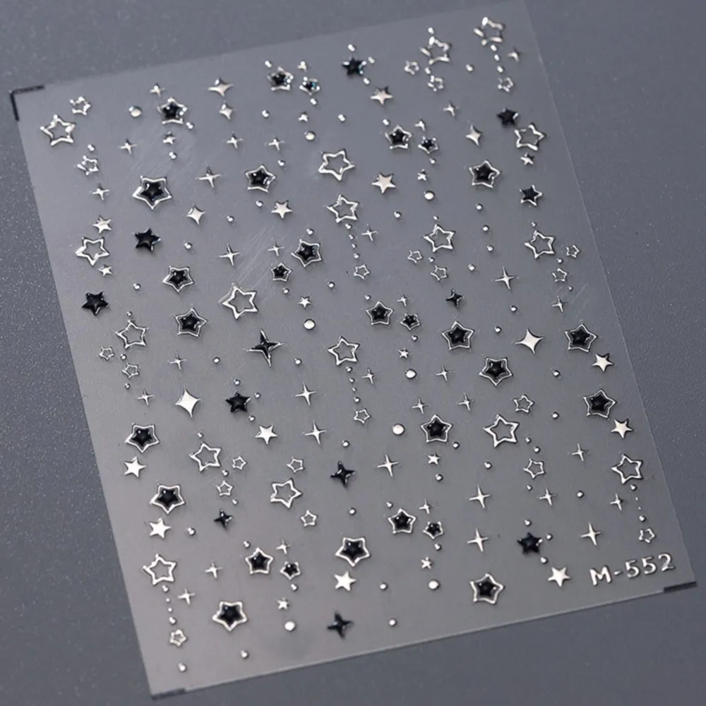 1Sheet 5D Ice Transparent Star Nail Sticker Bronzing Five-pointed Star Back Adhesive Sliders Decals Y2K Star Manicure Decoration