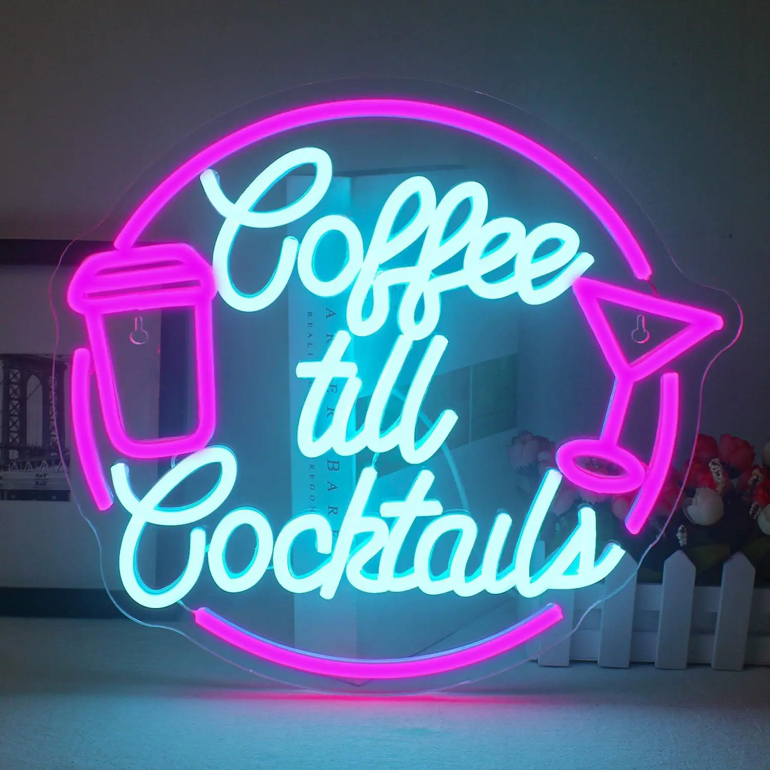 

Неоновая вывеска «Coffee Till Cocktails» с USB-подсветкой и регулировкой яркости, светодиодная неоновая лампа для бара, бистро, кофейни, мужской комнаты, вечеринок, декора стен