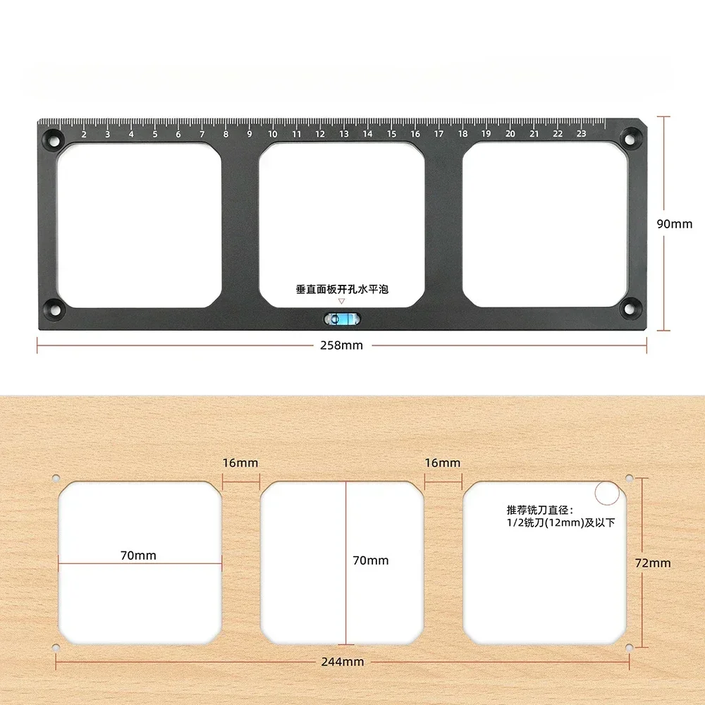 New Switch Socket Bottom Box Slotted Scribing Template with Horizontal Bubble Carpentry Decoration Opening Hole Decoration Tool