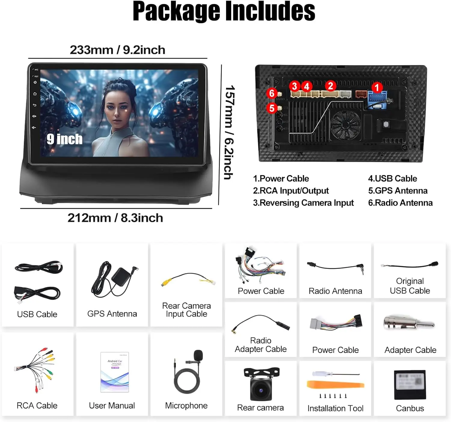 8-adriges Android-Autoradio für Ford Fiesta 2009–2014, 9' Touchscreen, CarPlay, Android Auto, 4G+64 GB, Bluetooth, Lüfter, Wir