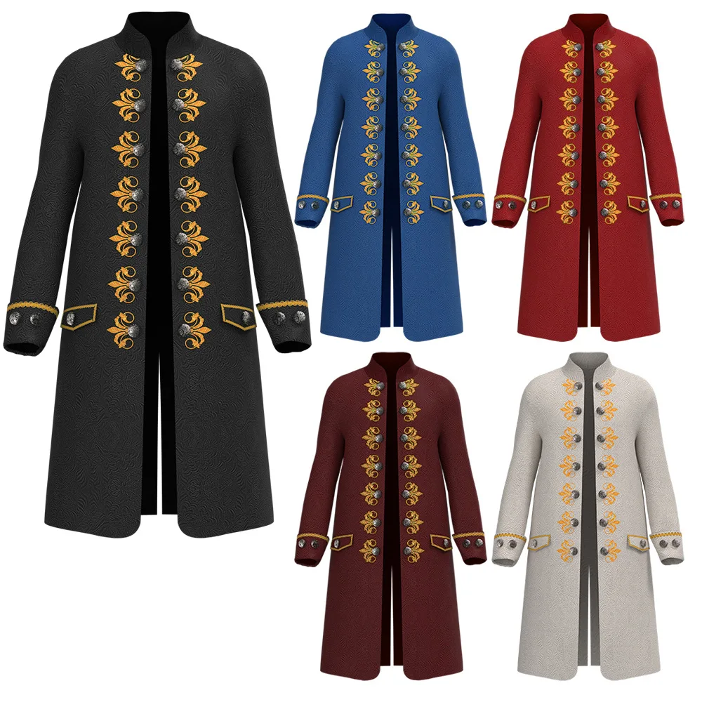 

Halloween Men Steampunk Gothic Victorian Jacket Vintage Velvet Tailcoat Medieval Frock Coat Uniform Renaissance Costume Homme
