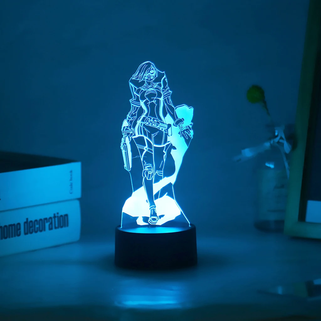 Valorant Viper 3D LED Candeeiro De Mesa Colorido, Quarto De Jogo Quente Luz, Decoração Nightlight, Killjoy, Figura Omen, Gamer, Dropshipping