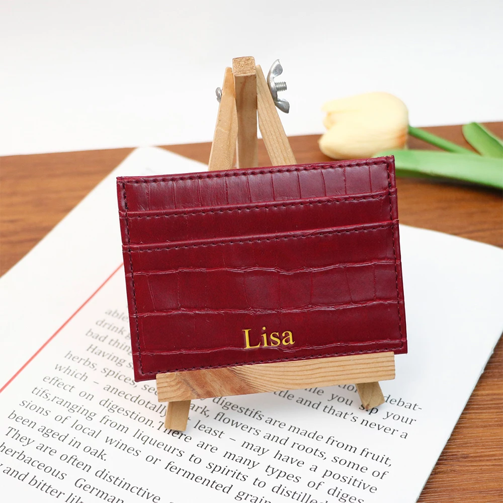 Anpassbarer Namensbuchstabe Krokodilmuster PU Einfache und Hochwertige Mehrfarbige Damen-Geschenk-Geldbörse mit Mehrfachfächern für Münzen und Karten – Detail 10