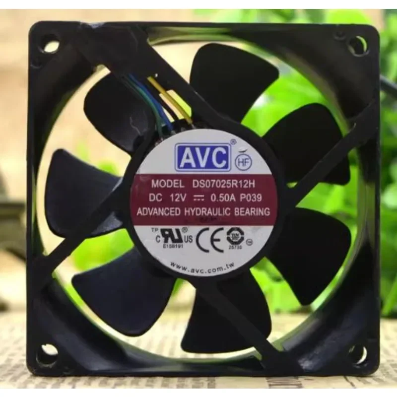 New CPU Fan For AVC DS07025R12H 12V 0.50A 7cm 4-wire High Air Volume Chassis Silent Fan 7025 70*70*25MM