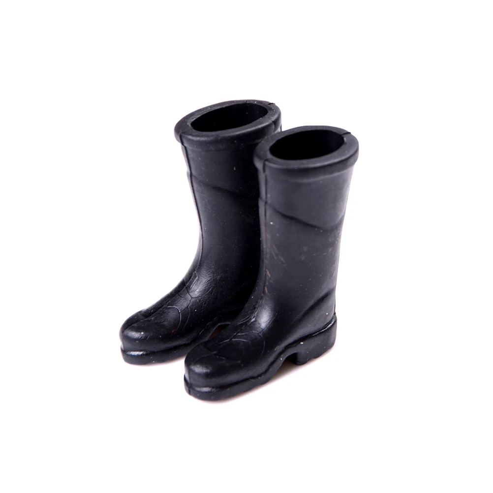 1Pair 1/12 Scale Mini Rubber Rain Boots Dollhouse Color Miniature Home Garden Yard Decoration Dolls Accessories Black