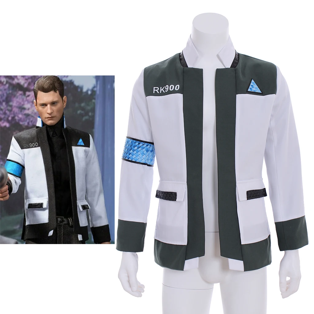 

Game Detroit Connor Cosplay Costume For Men White RK900 Uniform Jacket Halloween Carnival Party Become Human Workwear Coat