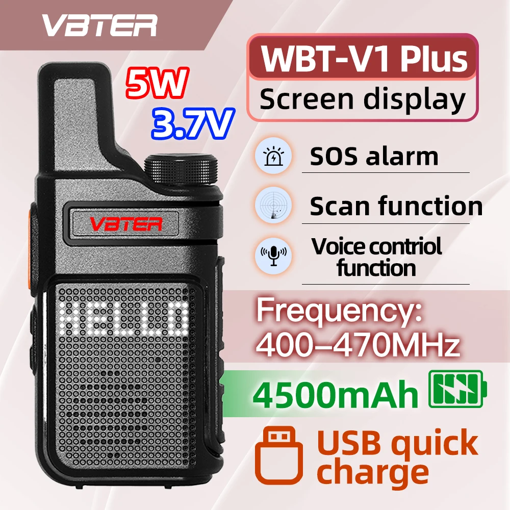 1/2 قطعة WBT-V1 Plus شاشة عرض 400-470 16CH يده اسلكية تخاطب لمستشفى تقديم الطعام موقع البناء الاستخدام اليومي راديو