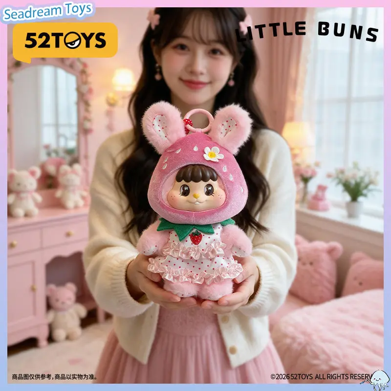 Authentic 52TOYS LITTLE BUNS Cream Strawberry Hanging Card  Bunny Doll Pendant Collectible Trendy Toy Lovely Souvenir Gift