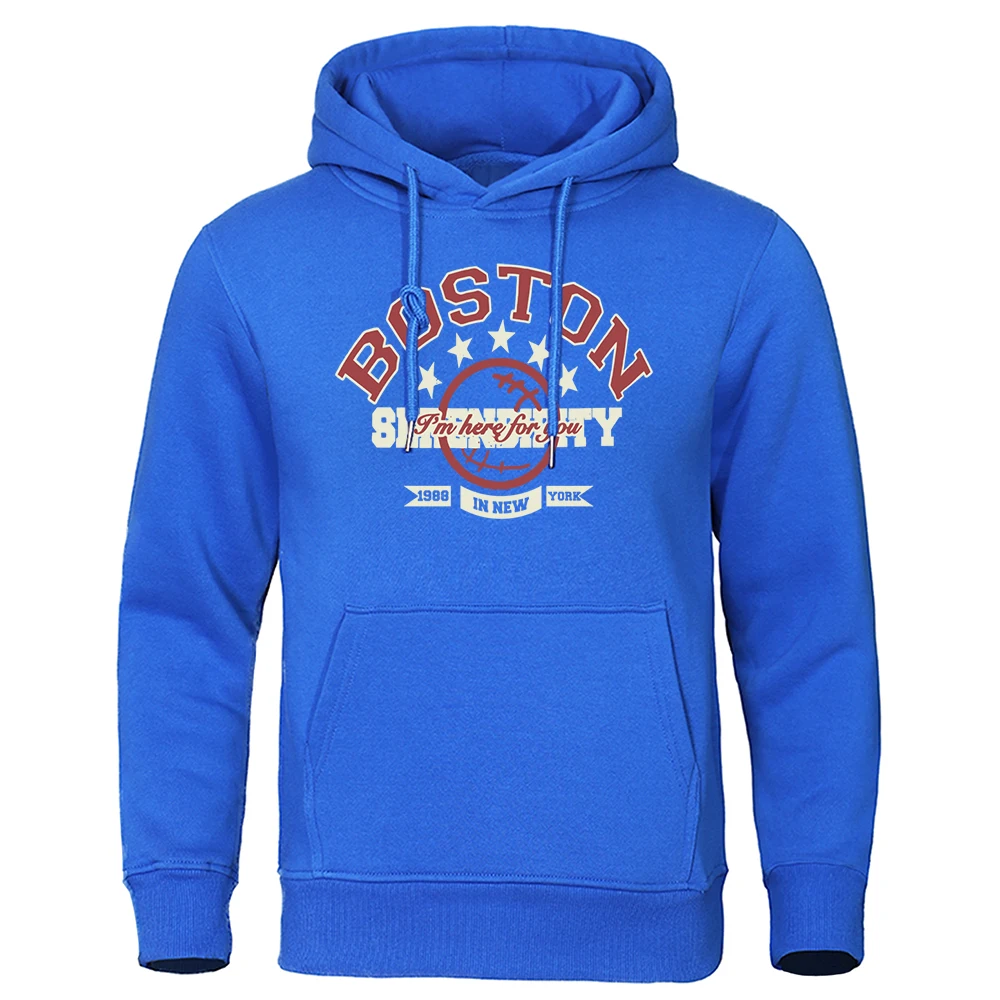 Boston I'M Here For You 1988 In New York Mens Hoodie Fleece Casual Hoodies Quality Daily Streetwear All-Match Harajuku Clothing