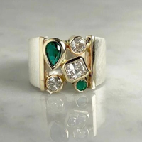 European and American Retro Women's Rings Creative Wide Face with Zircon Personalized Fashion Versatile Jewelry Accessories