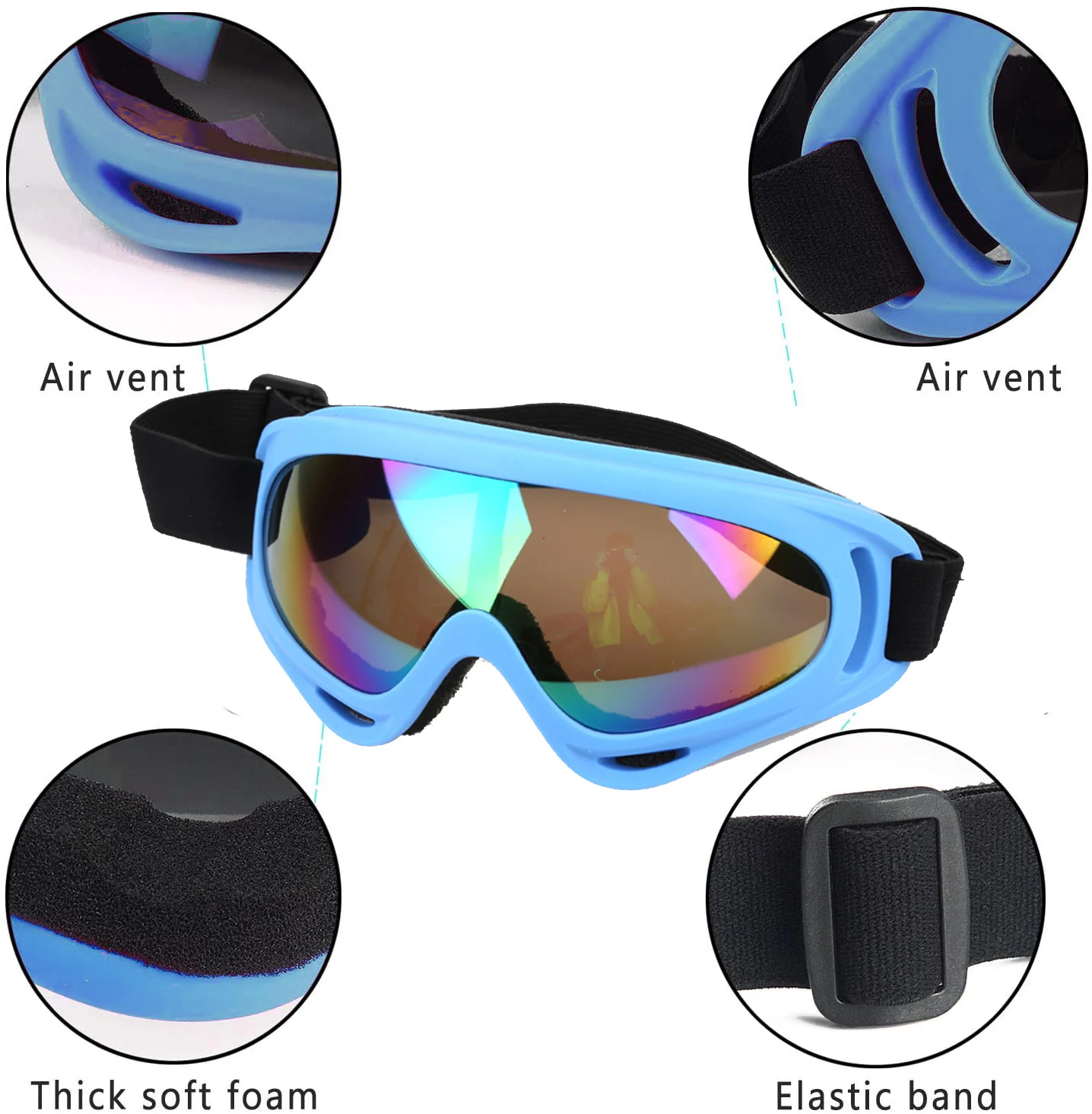 Colorful frame multi-color ski goggles X400 anti ultraviolet windproof sports ski goggles snow goggles