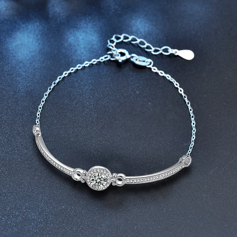 Light luxury 925 sterling silver moissanite bracelet for women, anniversary valentine's day gift