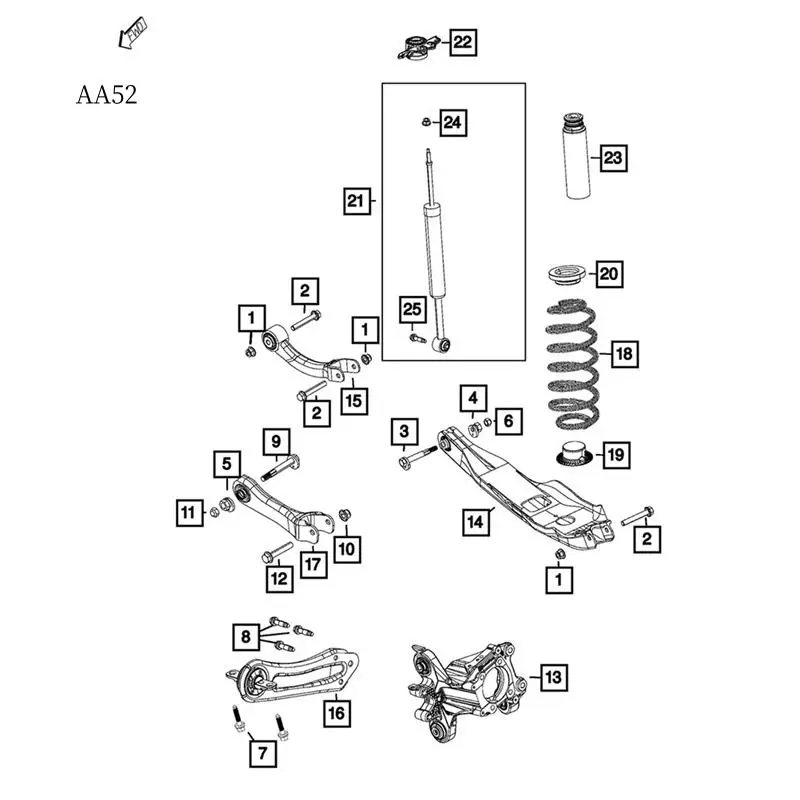 

AS-5090073AE 5090073AC Rear Left Side Suspension Steering Knuckle For Jeep Cherokee 4 Cyl 2.4L, 6 Cyl 3.2L 2014-2018