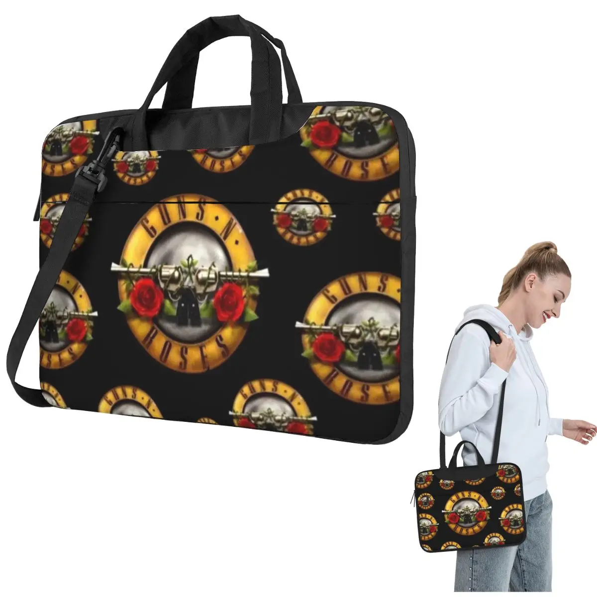 Guns N Roses Crossbody Laptop Bag Case Computer Bag 13 14 15.6 Inch Notebook Pouch for Macbook Pro