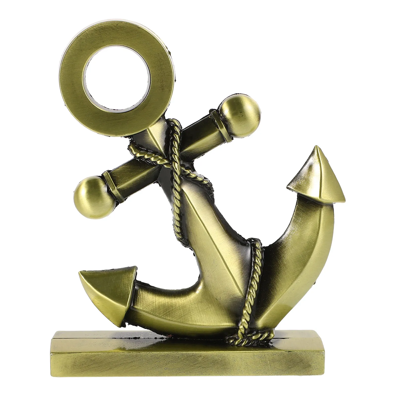 Alloy Mediterranean Anchor Statue Vintage Nautical Decor for Dining Room Study Office Bedroom Beach Theme Home Tabletop Ornament