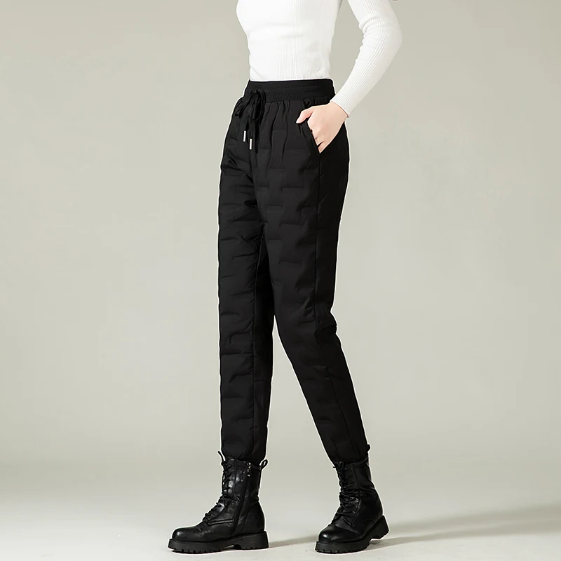 Winter 90% White Duck Down Thicken Harem Pants Mom Casual High Waist Warm Pantalones Loose Windproof Straight New Trousers