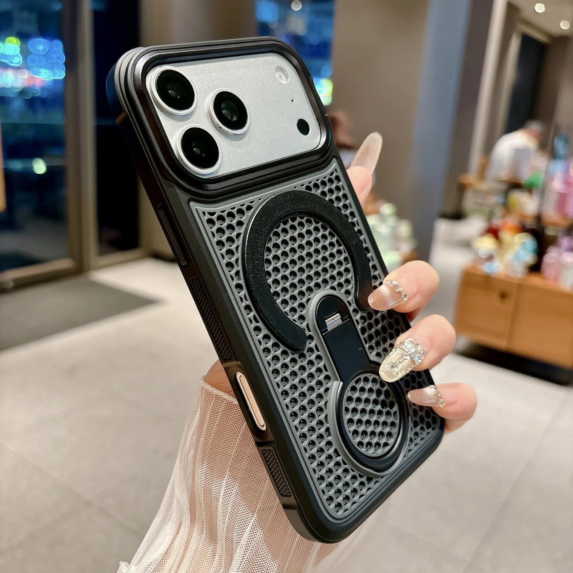 Unsichtbare Stützhalterung Kühlende Wärmeableitung Handyhülle für iPhone 17 16 15 14 13 12 18 Pro Max Atmungsaktive Magnetische Abdeckung