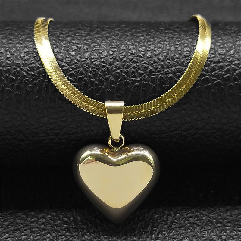 Edelstahl-Halskette mit Herz-Anhänger für Frauen, vergoldete Halsketten, Modeschmuck, Geschenke für Freundin, NFF49-3S04 – Detail 4