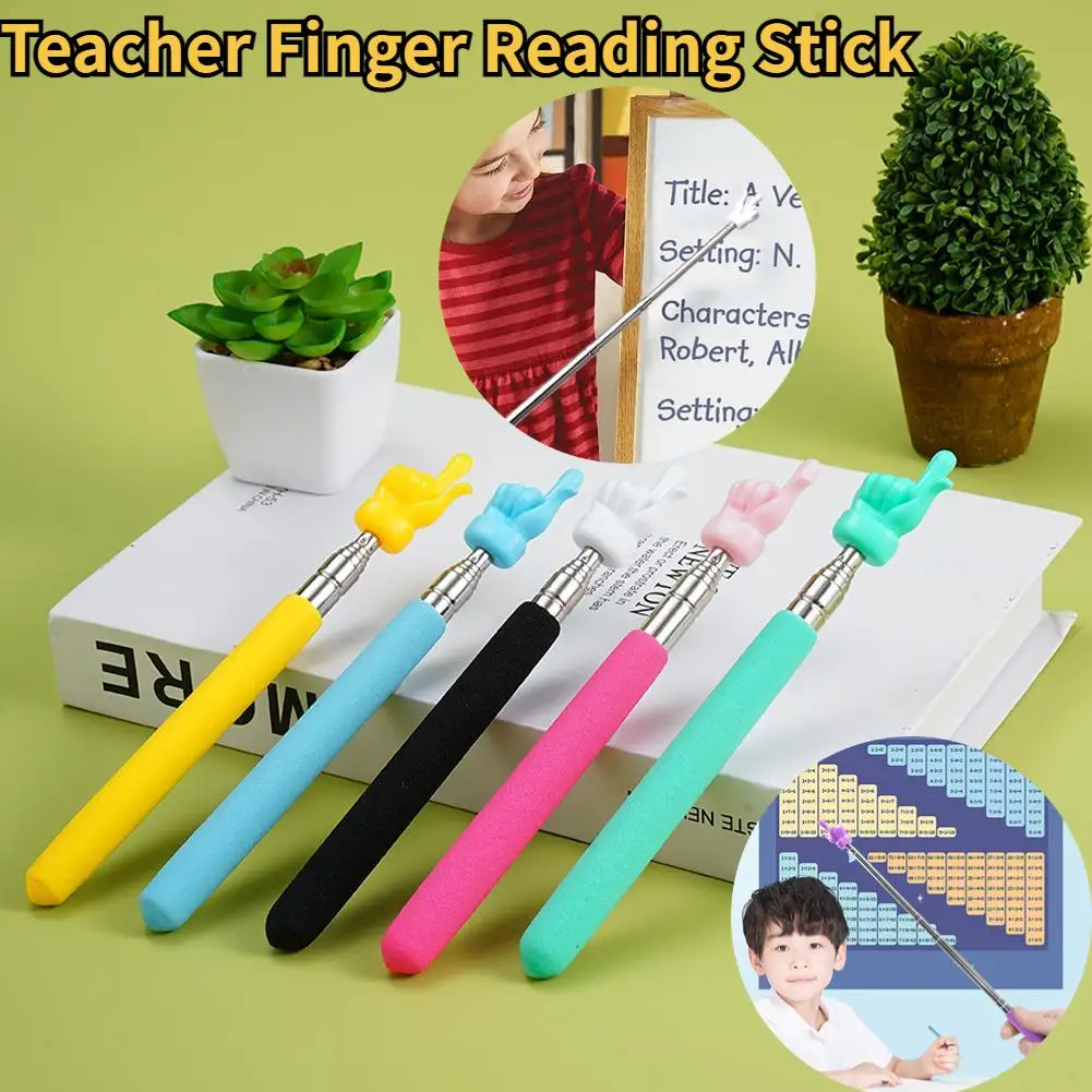 Teacher Finger Reading Stick Retractable Stainless Steel Telescopic Rod Guide Pointer Anti-slip Handle Teaching Guide Pointer