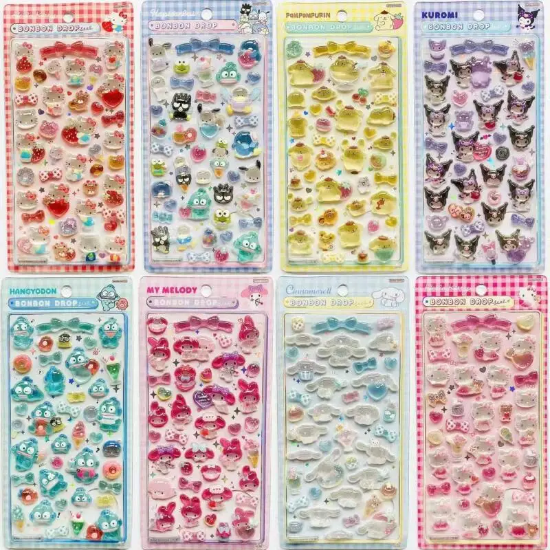 أكتوبر الجديد سانريو الغذاء سلسلة ثلاثية الأبعاد ملصقات كريستال كورومي ميلودي مرحبا كيتي هلام ملصقات حقيبة سماعة الاذن المواد اليدوية لعبة