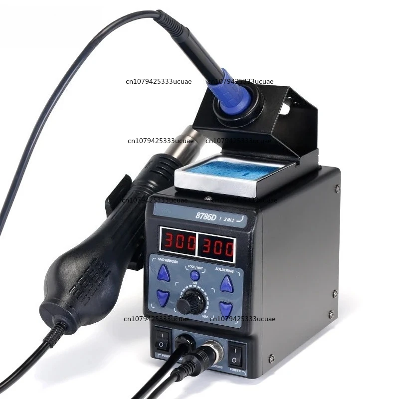 

2-in-1 Rework Station 8786DI Upgraded SMD Soldering & Hot Air Gun with Double Digital Display