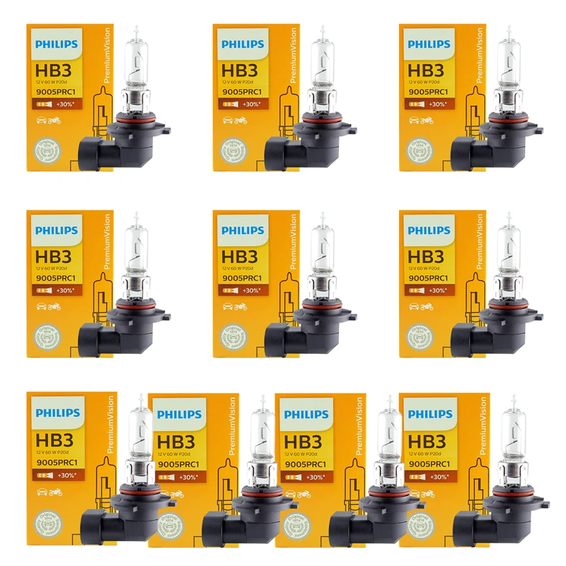 

Philips 10 Lamps 9005 HB3 12V 60W P20d +30% Brighter Original Light Car Halogen Headlight Auto Genuine Bulb Fog Lamp 9005PRC1