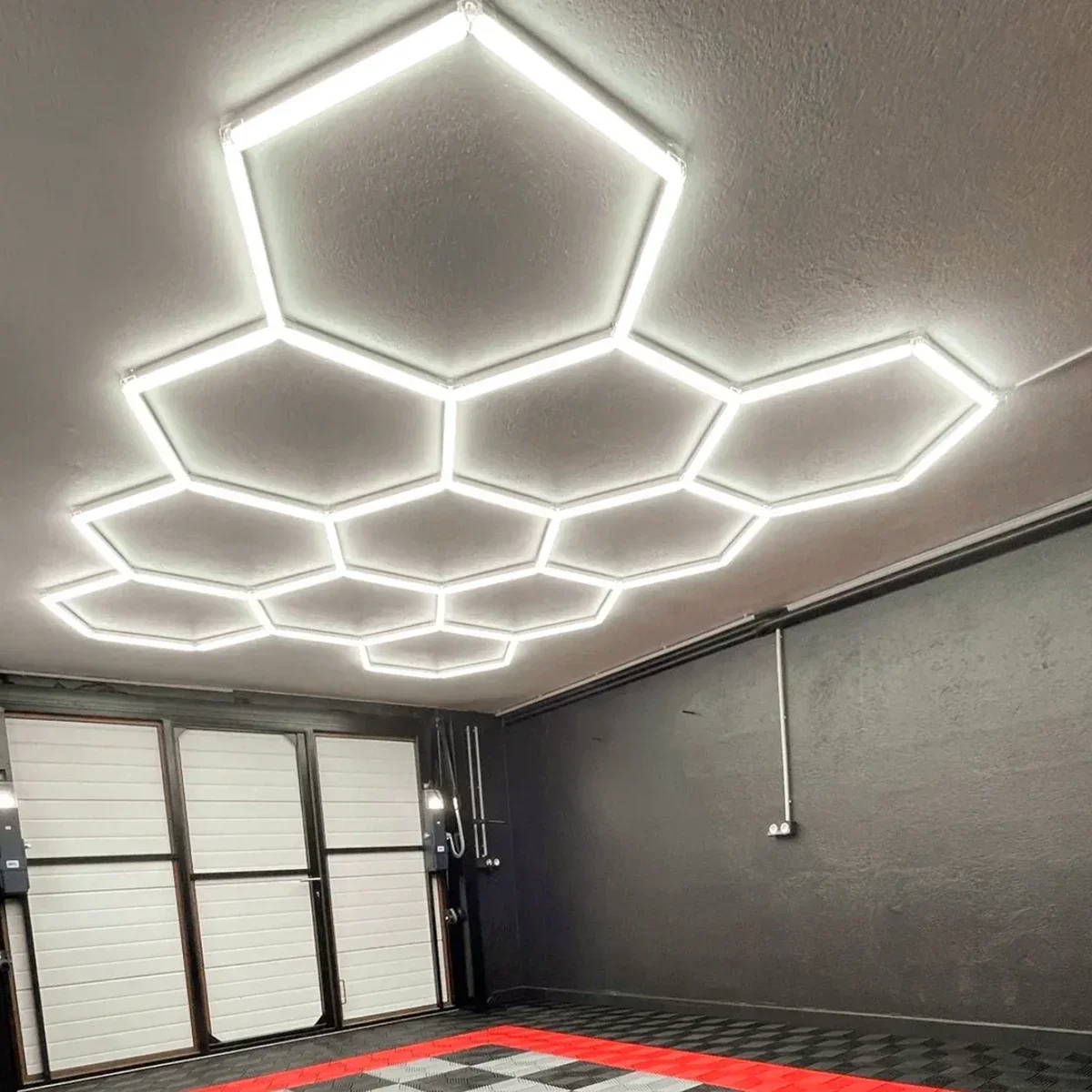 Customized garage light hexagonal LED  efficient honeycomb shaped   for hair salon repair ceiling display ing