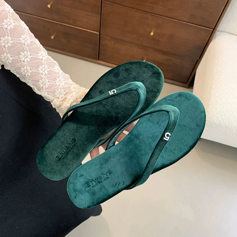 

Suede Women's Slippers Flats Flip Flops Fashion Slides Woman Sandals Summer 2025 New Brand Walking Designer Sandalias De Mujer