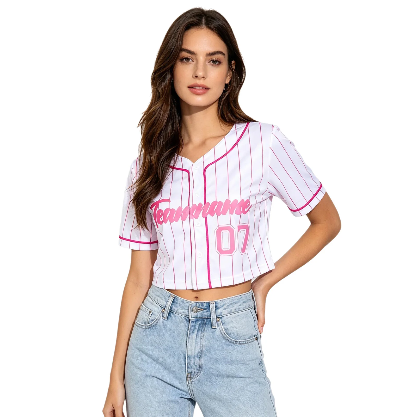 Women Cheerleading Cropped Collection Baseball Jersey Custom Team Name Number Color Baseball Shirt For Girl Woman Matching Top