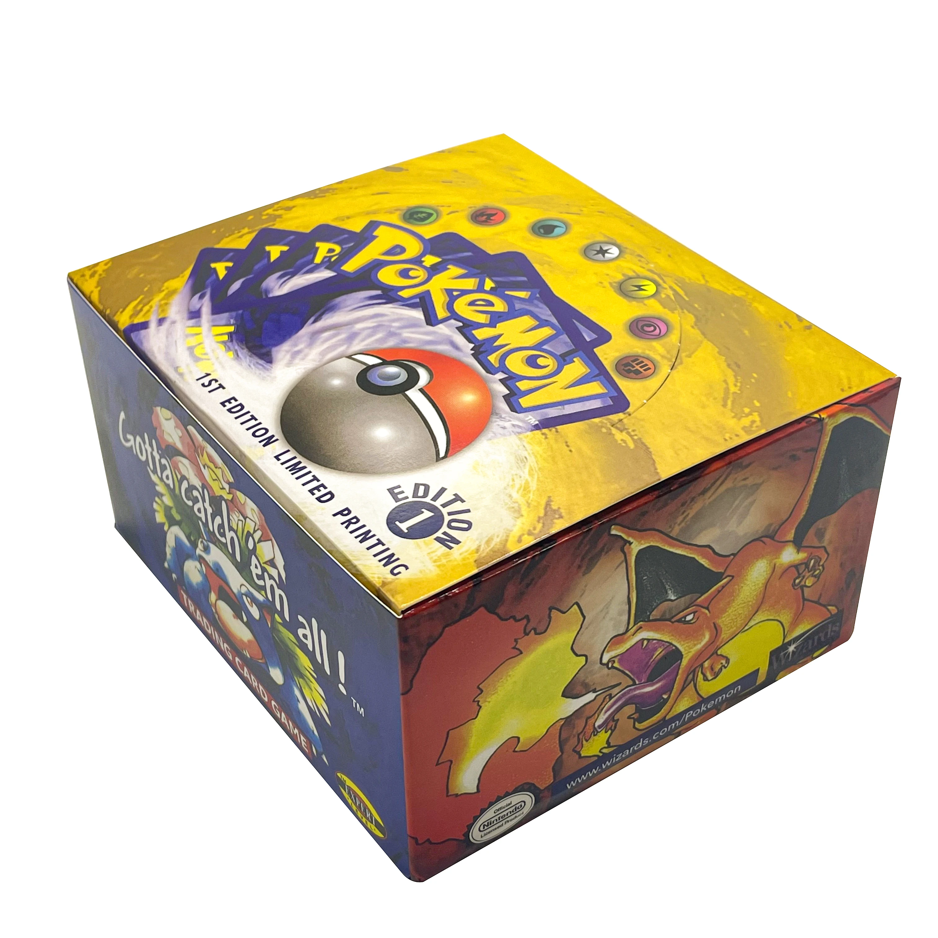 36 عبوة من حزمة معززة الصندوق الكامل PTCG للإصدار الأول بطباعة محدودة Charizard PKM لعبة ببطاقات التداول Toygifts