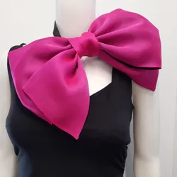 Women Accessory Bow Big Fuchsia Satin Party Wedding Formal Party Bow Decoraton