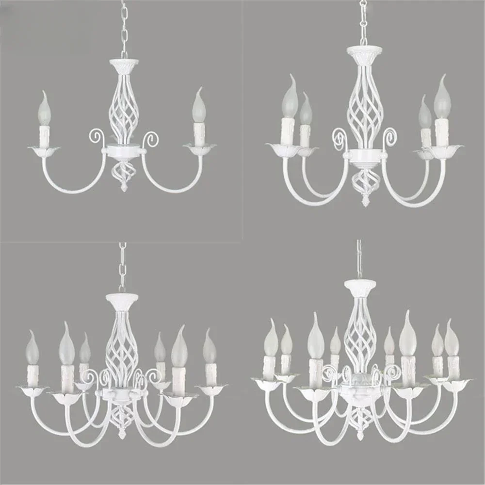Candle Flame2025 European Style 3 4 6 8 E14 Bulbs Iron Chandeliers Living Room White Lamps Modern Chandelier Lighting Led Lustre