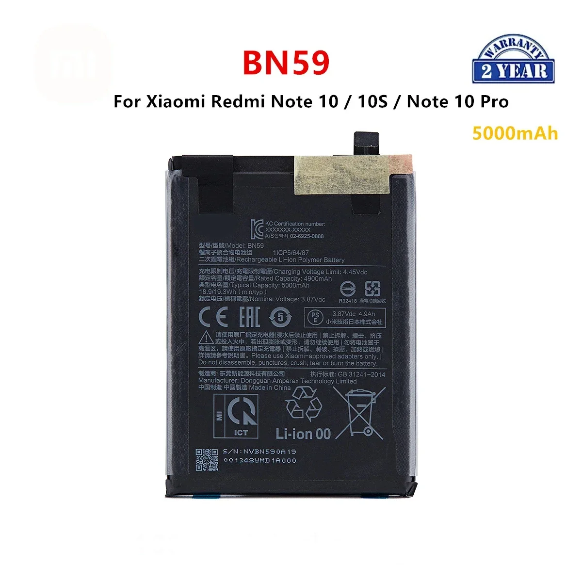 Brand New BN59 5000mAh Battery For Xiaomi Redmi Note 10 / 10S / Note 10 Pro 10pro Phone Replacement Batteries+Tools