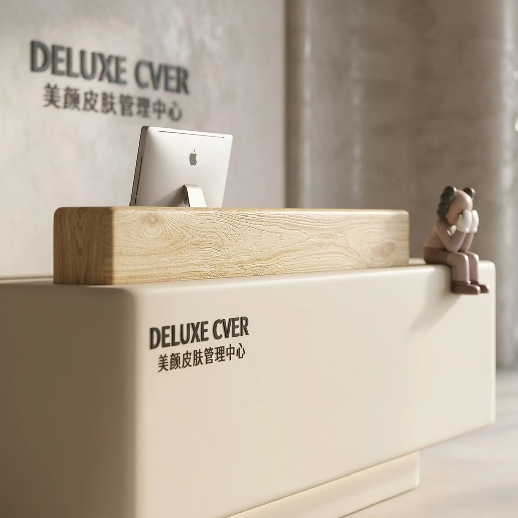 Customize Cream Multi-Color Modern MDF Foldable Commercial Front Desk For Office Clinic Beauty Salon Hotel Mall