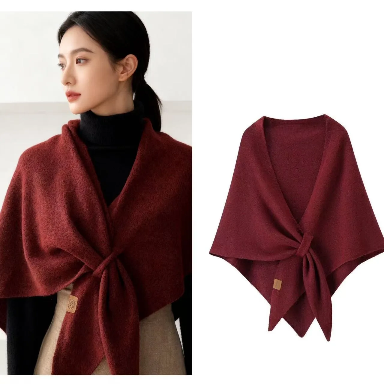 

Autumn and Winter Korean Version New Women's Neck Wrap Wool Blended Triangular Shawl Female Thickened With Knitted Warm Shoulder