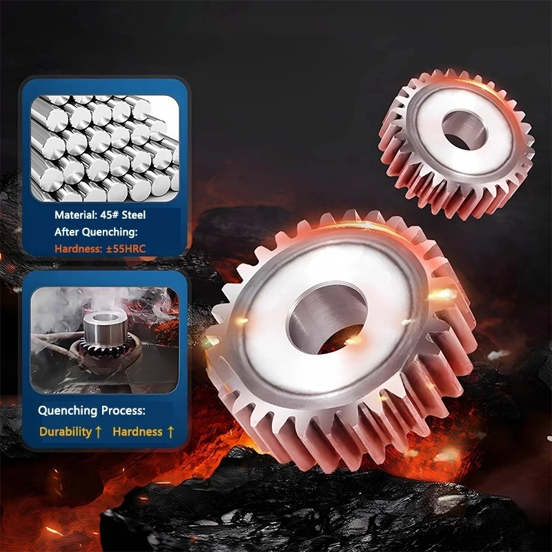 4M Mod Spur Gear 10/11/12/13/14/15/16/17/18/19/20 Teeth 45 Steel Motor Gear Cylindrical  Process Hole Quenching