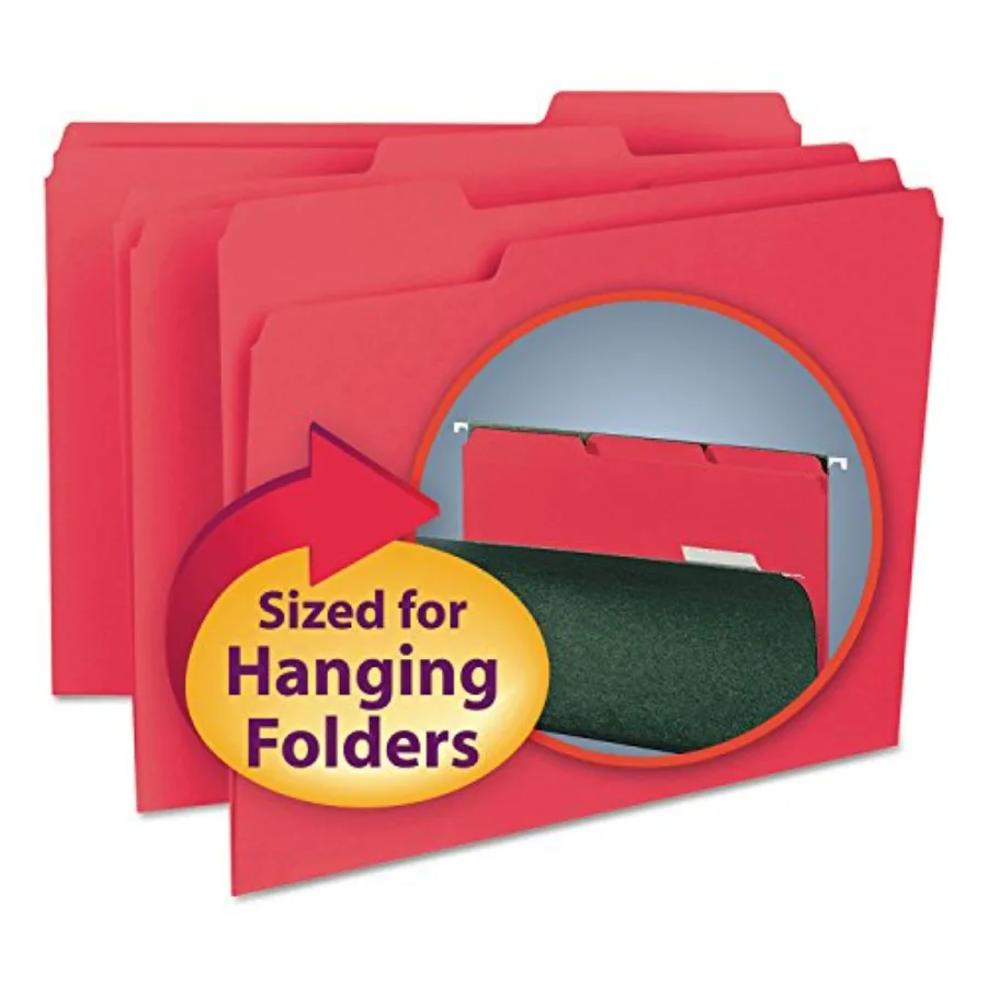 

Interior File Folder, 1/3-Cut Tab, Size,,100 per Box, Expandable File Folders for Filing Cabinet