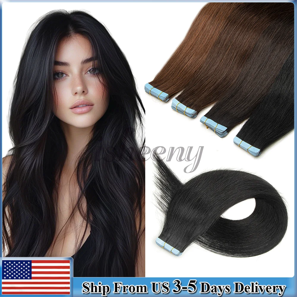 

Isheeny Tape In Hair Extensions Натуральные прямые человеческие волосы 12 "-20" Черный Коричневый Блондин Легко носить для женщин 20 шт./упак.