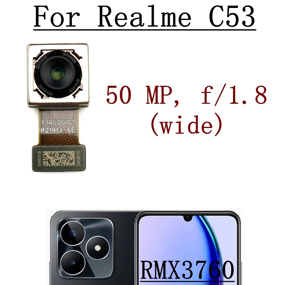 

Original Front Facing Selfie Camera For Realme C53 Backside Big Main Rear View Back Camera Flex Cable Mobile Replacement