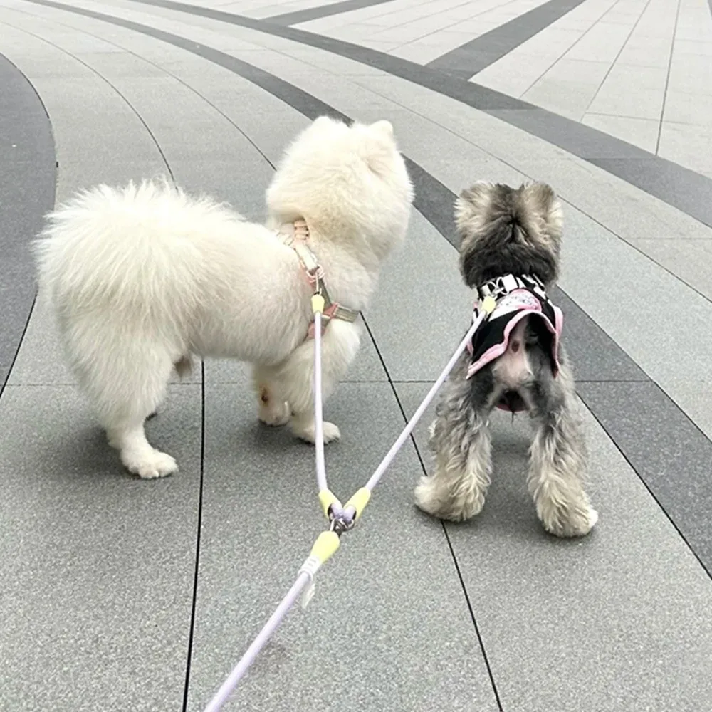 

360° Rotatable 2 in 1 Dual-Headed Leash Durable Anti-Tangle 2 Dogs Pet Leash Nylon V Shape Extended Pet Leash Belt