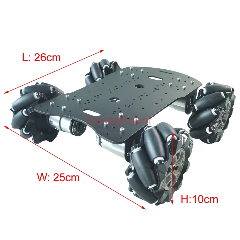 Kit per auto robot con ruota Mecanum 4WD a doppio telaio con carico da 25 kg con motore encoder Hall 12V DC Arduino ROS telaio braccio robot kit giocattolo fai da te