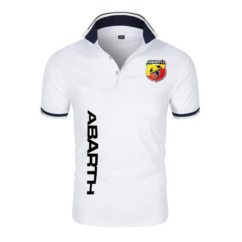 2024 new solid color men\'s POLO shirt oversized T shirt abarth print loose trend business casual men short sleeve top