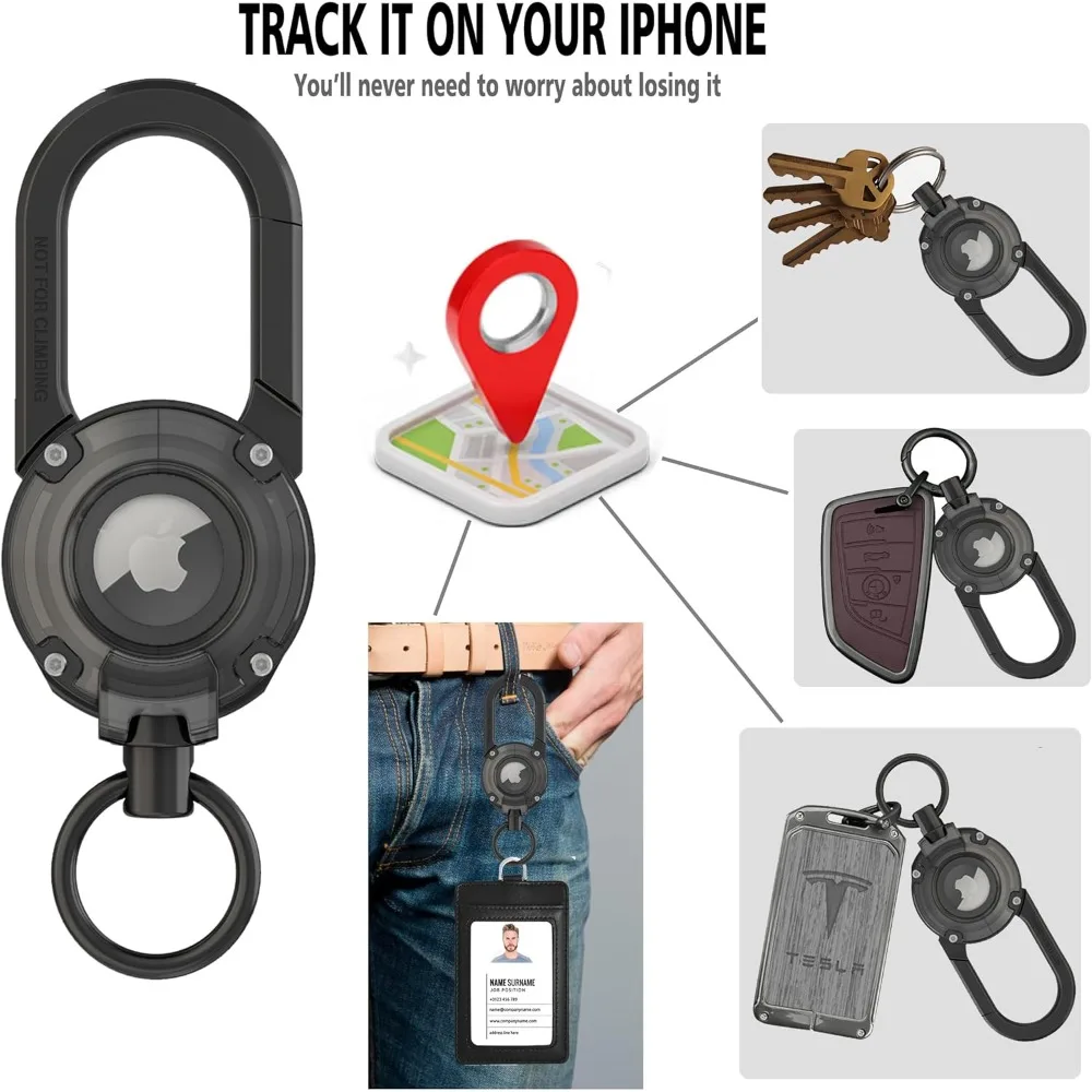 For AirTag Holder Keychain,Alloy Car Fob keychain with AirTag Cover,Sturdy Scratch-Resistant Key Holder for Apple AirTag Badges