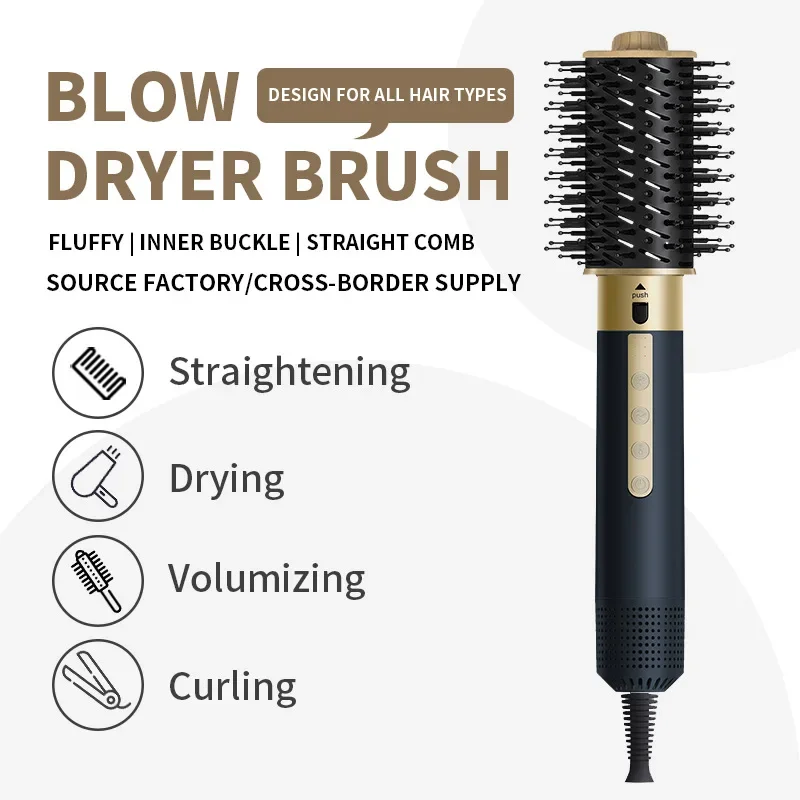 Bestseller Brushless Electric Hair Dryer Hot Air Comb Multi-functional Roll Straight Dual-purpose Hairstyle Fluffy Styling Comb